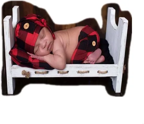 KAIXIN Traje de fotografía para bebé recién nacido, con sombrero y almohada, accesorios para fotos de bebé, color rojo, talla M, Rojo -