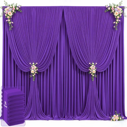 Miniatura 61 de 20 pies x 12 pies Cortinas de Telón de Fondo Azul Bebé Sin Arrugas para Bodas y Fiestas, Telón de Fondo de Tela Azul, Cortinas para Bodas