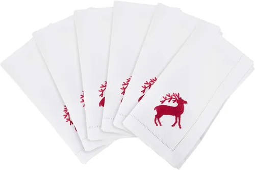Miniatura 28 de Juego de 6 servilletas bordadas de magnolia hechas a mano con borde cosido