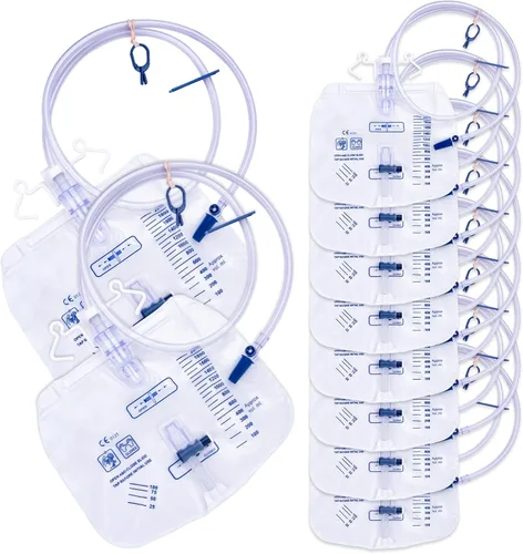 Miniatura 12 de Bolsas de pierna para catéter de 1000ml, bolsa de drenaje urinario para hombres y mujeres con válvula anti reflujo, tubos de 18 pulgadas y correas