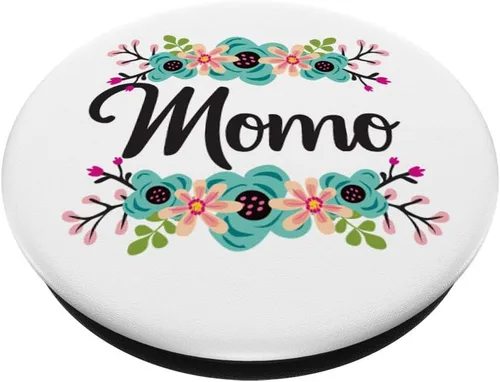 Miniatura 2 de Momo Gifts from Grandkids Floral Personalizado Nombre Regalo PopSockets Agarre y Soporte para Teléfonos y Tabletas, Negro