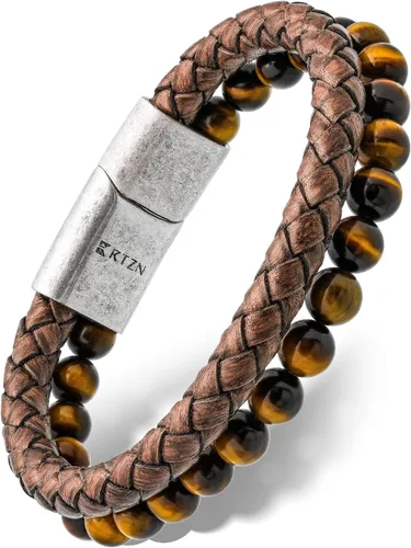 Miniatura 22 de RTZN® Brown Leather Bracelet for Men – Premium Artisan Handcrafted Mens Leather Bracelet – Multi-Stand Mens Bracelet Leather Collection Beaded