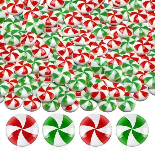 Miniatura 7 de Giegxin 60 piezas de bastón de caramelo de Navidad para manualidades, arcilla plástica falsa de caramelo, decoraciones de menta mini arcoíris