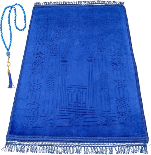 Miniatura 16 de Alfombra de oración – Alfombra turca Janamaz Sajada de felpa suave para hombres y mujeres, alfombrilla de oración lisa y sólida, regalo de Ramadán