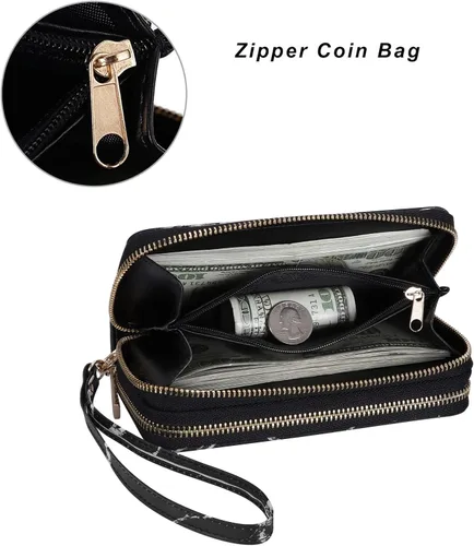 Miniatura 3 de Cartera de teléfono celular para mujer con doble cremallera y correa de muñeca extraíble