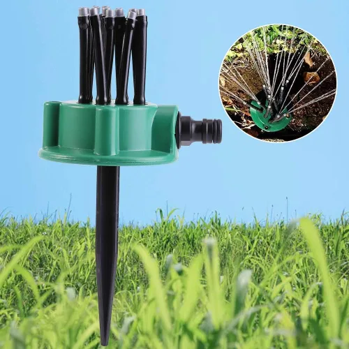 Miniatura 6 de Aspersor ajustable, sistema de riego de jardín duradero con boquillas flexibles para parterres, huertos, jardines de verduras, ABS, PVC, verde