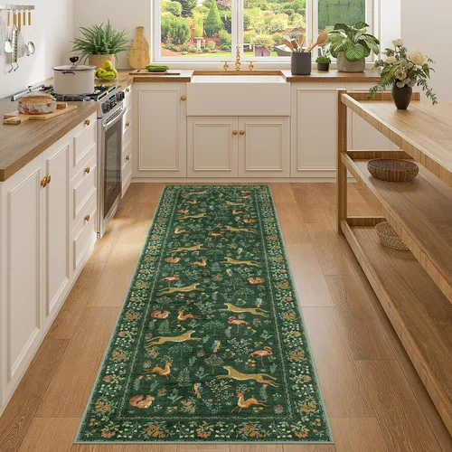 Miniatura 89 de DUKINO Alfombra de área de 6 x 9 pies, alfombra floral para sala de estar, ligera, antideslizante, lavable, alfombra de interior de pelo bajo