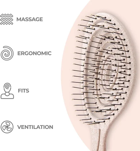 Miniatura 3 de Ninabella Cepillo desenredante para cabello para mujeres y hombres, no tira, cepillos alisadores para cabello liso y rizado, cepillo único en Crema