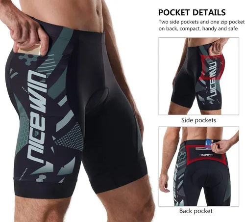 Miniatura 3 de NICEWIN - Pantalones cortos de ciclismo para hombre, con acolchado 3D y secado rápido