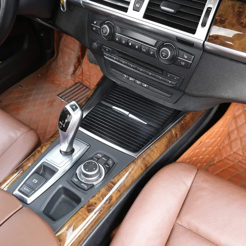 Miniatura 4 de YIWANG Molduras interiores de ABS cromadas para consola central de coche, decoración de marco de portavasos para BMW X5 E70 2008-2013 accesorios