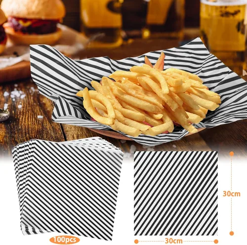 Miniatura 2 de 100 hojas de papel de delicatessen de 12 x 12 pulgadas, papel de grado alimenticio a prueba de grasa para sándwiches, hamburguesas, papas fritas