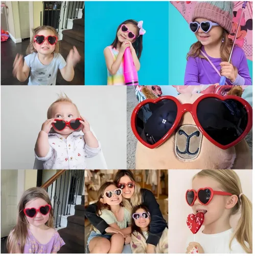 Miniatura 2 de Gafas de sol polarizadas en forma de corazón para niñas y niños, a la moda, encantadoras y bonitas gafas