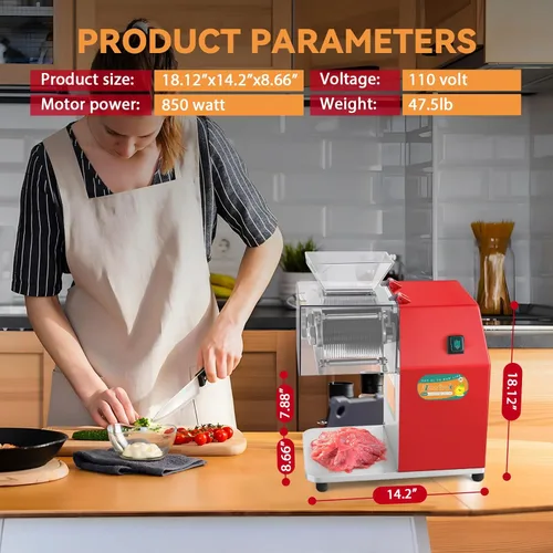 Miniatura 6 de Newhai - Máquina de corte de carne de 850W, máquina comercial para cortar carne de 10mm de alta resistencia, cortadora de carne y trituradora