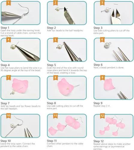 Miniatura 4 de SUNNYCLUE 1 caja de 10 pares de aretes colgantes de acrílico esmerilado de flores de lirio de cala, kits de fabricación de aretes de perlas de Diy