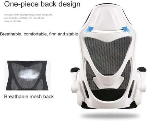 Miniatura 4 de Silla ergonómica de escritorio de oficina con reposabrazos ajustable, soporte lumbar, reposacabezas y malla transpirable respetuosa con la piel (D)