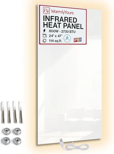 Panel de calentador de pared infrarrojo blanco de 800 W, panel de calor radiante eléctrico de 24 x 47 pulgadas, calentador de espacio de eficiencia