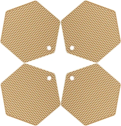 Paquete de 4 salvamanteles de silicona, tapete de secado de platos de diferentes tamaños, soporte para ollas y sartenes, almohadillas calientes de