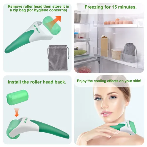 Miniatura 5 de Charmonic Juego de rodillo de hielo 6 en 1, rodillo de jade y gua sha, kits de masaje facial, kit de rodillo facial con herramienta Gua Sha y 6