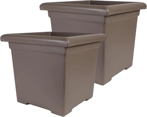 Miniatura 16 de The HC Companies Maceta cuadrada Accent con drenaje – Macetas clásicas para plantas de exterior y plantas de interior – Maceta cuadrada ligera