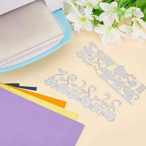 Miniatura 5 de INFUNLY 5 troqueles de metal para hacer tarjetas y álbumes de recortes, gatos, corazones y animales 5 troqueles para gatos