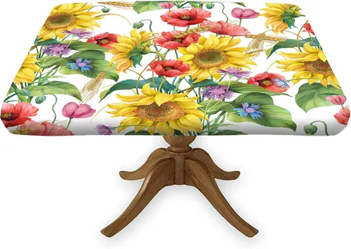 Miniatura 28 de Mantel cuadrado ajustable con bandera americana, 4 de julio, Día de la Independencia, manteles de madera con borde elástico, resistente a