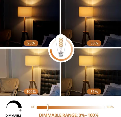 Miniatura 6 de Bombillas LED Edison ST58 (ST19) equivalentes a 60 vatios, CRI 80+, inastillables, alto brillo, blanco suave, 2700 K, regulables, bombillas