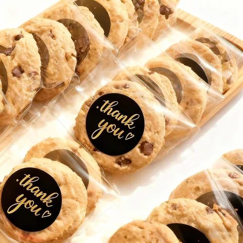 Miniatura 5 de 200 bolsas de celofán autosellantes, bolsas de galletas de 6 x 6 pulgadas, bolsas de celofán resellables autoadhesivas para panadería, galletas