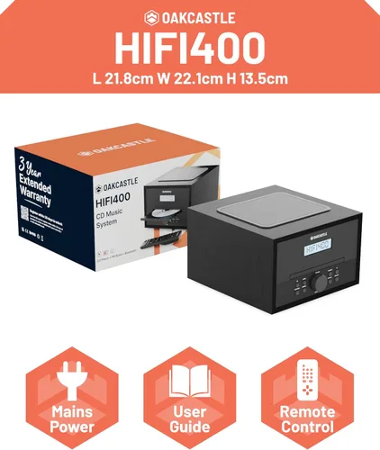 Miniatura 9 de Sistema de estéreo para el hogar con reproductor de CD, Bluetooth y radio Radio FM de 40W, construcción en madera maciza, 30 preajustes y alarma