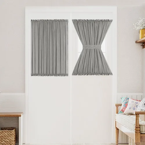 Miniatura 16 de Turquoize Elegantes cortinas de lino para puerta francesa, paneles de cortina de filtrado de luz, panel de lino con bolsillo para barra, panel