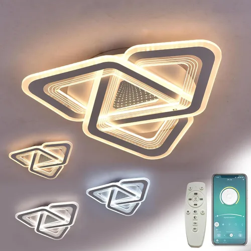 Miniatura 13 de Lámpara de techo LED inteligente de 12 pulgadas de montaje empotrado con control remoto, cableado (alimentado por CA) - Cambio de color RGB