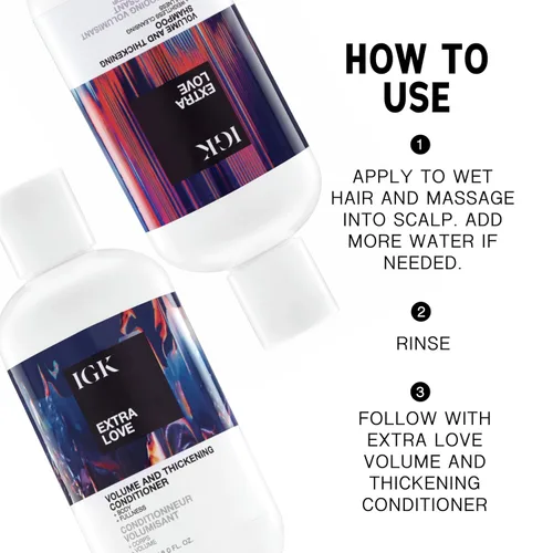 Miniatura 3 de IGK EXTRA LOVE - Juego de champú y acondicionador para volumen y espesante, balance de volumen + cuero cabelludo + equilibrio de aceite, vegano +