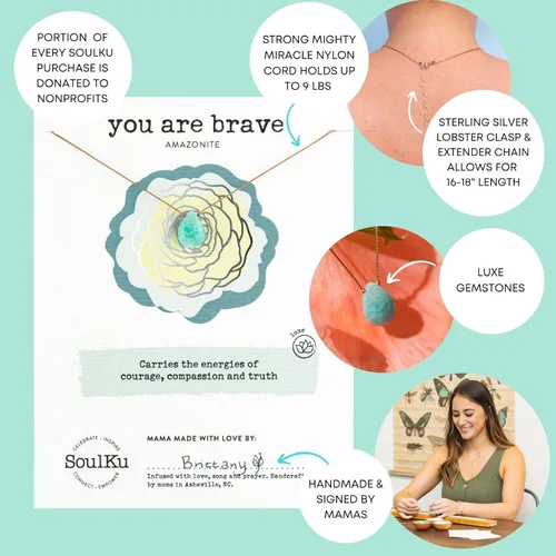 Miniatura 4 de SoulKu Luxe Inspirational Necklace, Empowerment Jewelry, Handcrafted Necklace For Women, Gift For Mom, 2" Extender With Lobster Clasp, 16" Nylon Cord