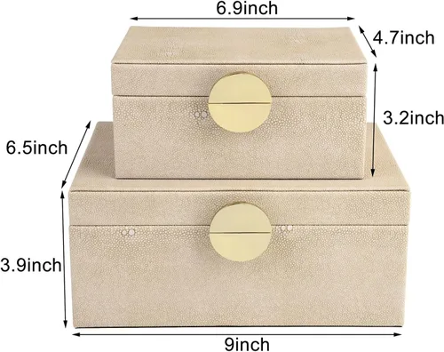 Miniatura 2 de HofferRuffer Joyeros de Cuero Sintético, Cajas Decorativas Organizador de Accesorios de Almacenamiento con Decoración de Herrajes Dorados, Juego