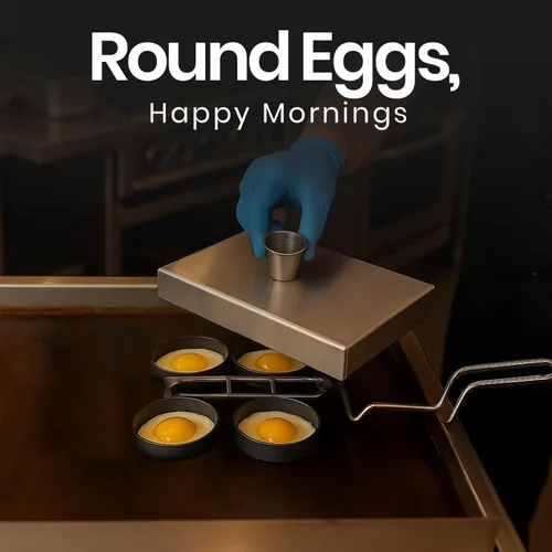 Miniatura 6 de Rattleware Anillos para huevos de acero inoxidable de grado comercial para freír huevos, anillos redondos de metal duraderos con mango resistente al
