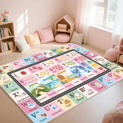 Miniatura 12 de Alfombra ABC infantil para sala de juegos, alfombra del alfabeto para el aula, alfombra lavable para habitación de bebé, sala de juegos, dormitorio