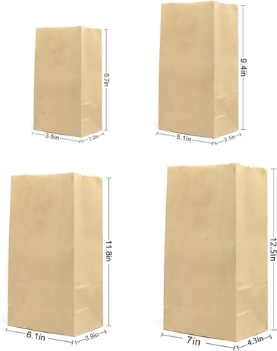 Miniatura 5 de Kslong - Bolsas de almuerzo de papel, 50 unidades, bolsas de papel marrón de 6 libras, 6.1 x 3.9 x 11.8 pulgadas, bolsas de papel kraft duraderas