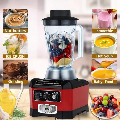 Miniatura 2 de BioloMix Licuadora comercial resistente, 2200W 60Oz Licuadora profesional de cocina batidos, batidos, hielo y frutas congeladas, contenedor