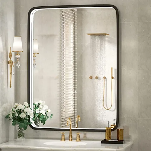 Miniatura 29 de Espejo de baño LED de 20 x 28 pulgadas con luces, marco de metal negro, espejo de tocador iluminado para pared, espejo LED regulable de 3000 K/4500