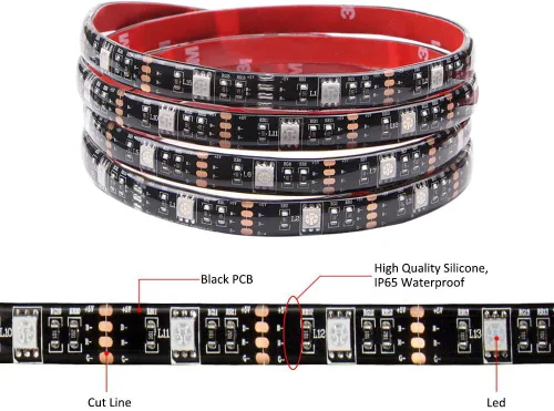 Miniatura 2 de RGB SMD 5050 luces LED en tira a batería con control remoto, impermeable, flexible, lazo de luces LED.