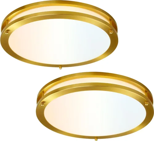Miniatura 11 de Lámpara de Techo Dorada 24W, Lámpara de Techo LED de Montaje Empotrado de 12 Pulgadas para Dormitorio, Cocina, Baño, Lámpara de Techo Regulable