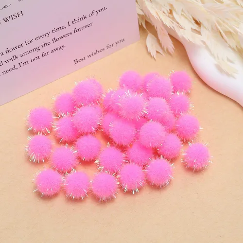 Miniatura 9 de YYCRAFT 100 pompones de oropel con purpurina para manualidades, decoración de fiesta de Navidad, juguetes para gatos (0.98 pulgadas, negro)