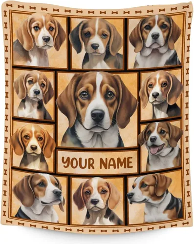 Miniatura 11 de Manta personalizada con nombre Beagle, suave, mullida y cálida, manta de 50 x 60 pulgadas, para cama, sofá, blanco, bonito regalo para niñas y niños