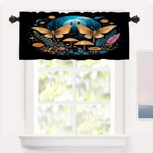 Miniatura 61 de Shrahala Floral Abstract Design Blackout Curtain Tiers, Minimalist Flower Illustration Kitchen Valance Light Blocking Tier Drapes with Rod Pocket, 2