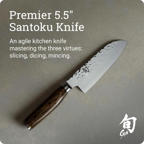 Miniatura 2 de Shun Cutlery Premier Santoku Cuchillo de 5.5 pulgadas, cuchillo de inspiración asiática para preparación de alimentos multiusos, alternativa a