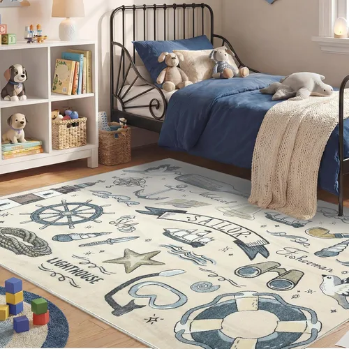 Miniatura 102 de OPPODREAM Alfombras suaves, pequeñas y lavables con parte trasera antideslizante, alfombra de cachemira sintética de pelo bajo, 2 x 3 pies, azul