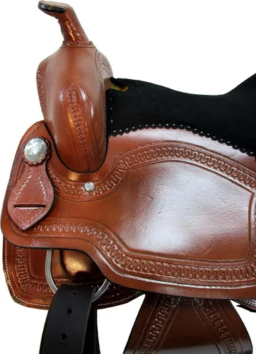 Miniatura 3 de Western Saddle Barril Racing Caballo Placer Floral Tooled Cuero Trail Tack Cowboy Rodeo Set 15 16 17 18