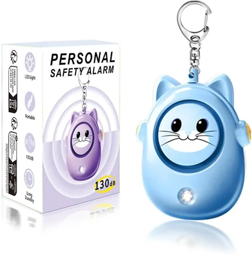 Miniatura 13 de Llavero de alarma personal para mujeres con luz LED, sonido seguro de 130 dB, sirena fuerte de 130 dB, alarma de seguridad de autodefensa de Púrpura