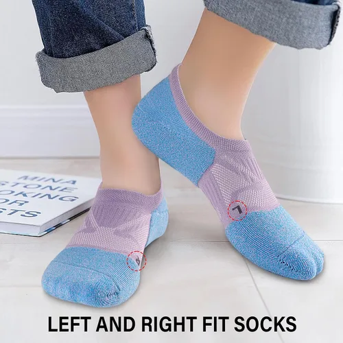 Miniatura 4 de Gonii Calcetines de compresión atlética para mujer, calcetines acolchados de corte bajo, 5 pares