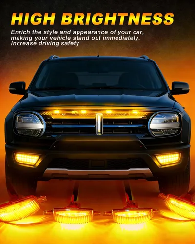 Miniatura 2 de Luz de rejilla delantera para automóvil, luz ámbar de circulación diurna, luz de advertencia decorativa para Ford Toyota Raptor Jeep, vehículos
