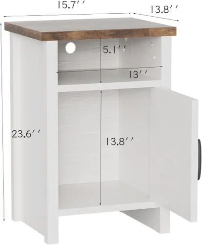 Miniatura 2 de YESHOMY Mesita de noche moderna de granja con estante y puerta de granero, juego de 1 para dormitorio, color blanco